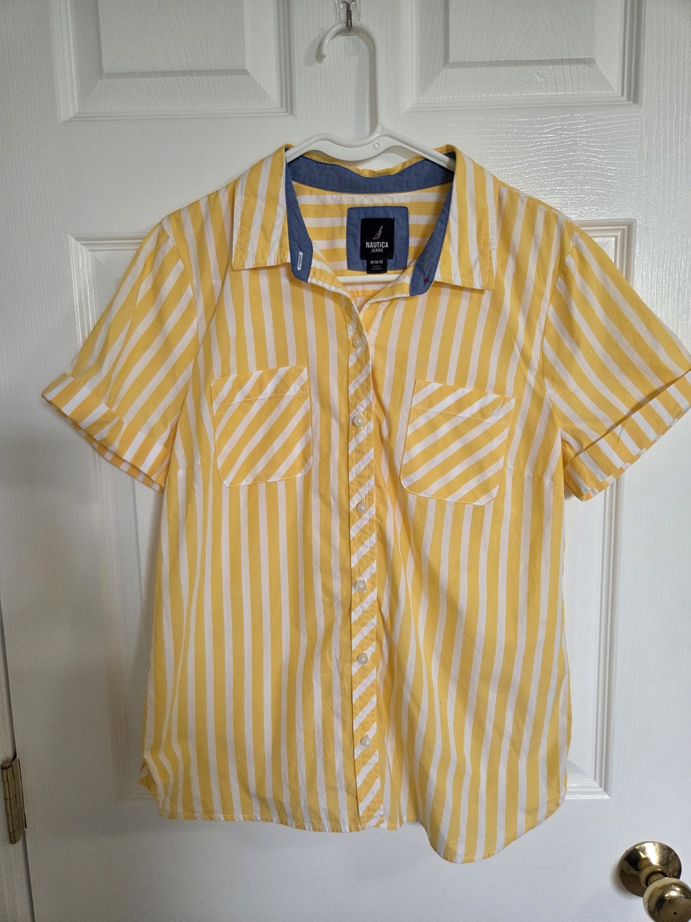 Nautica Yellow & White Striped Button-Up Shirt